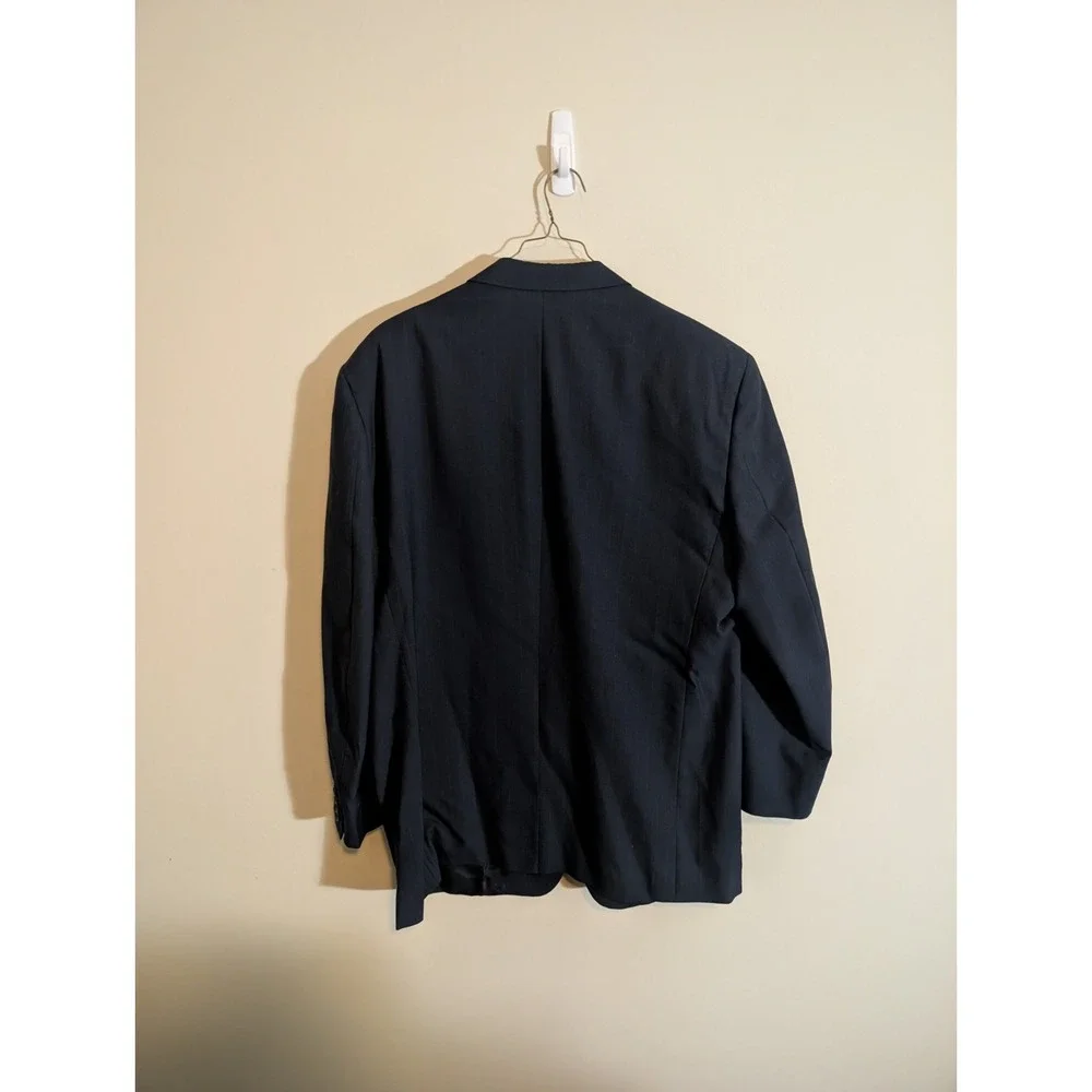 Hart Schaffner & Marx Suit Jacket Mens 48L Big & Tall Navy Wool Twill 2 Button